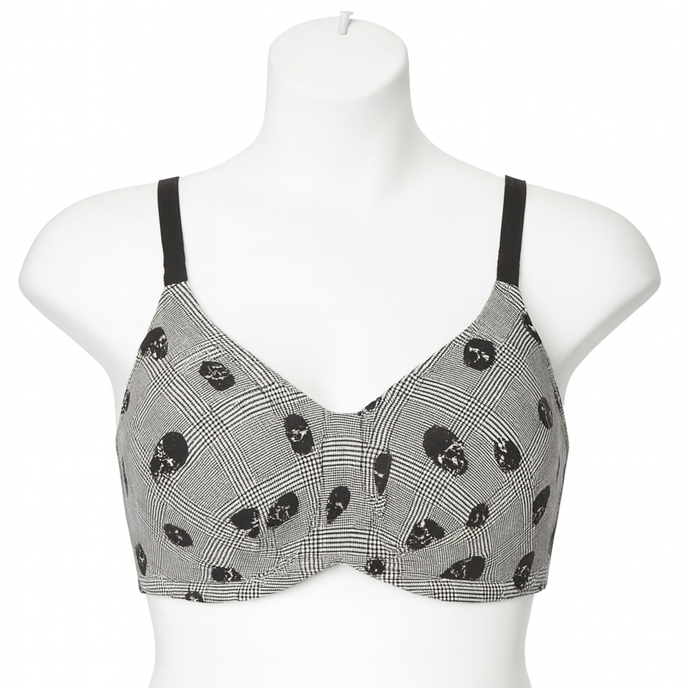 Torrid 18289785 Black White Skull Adjustable Lightly Lined Wireless Bra Size 44F
